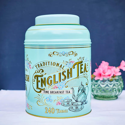 New English Teas Victorian Tea Tin with 240 English Breakfast Teabags