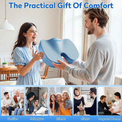 CushZone Seat Cushion - Memory Foam Office Chair Cushion for Sciatica, Tailbone & Back Pain Relief - Orthopedic Coccyx Pillow for Car, Airplane, Pregnancy & Long Sitting at Work, Black