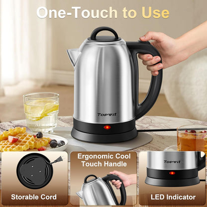 Topwit 2.5L Large Electric Kettle,Fast Boil Stainless Steel Electric Kettle