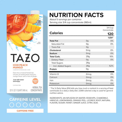 TAZO Skinny Chai Latte Concentrate, 32 oz Cartons, 2-Pack