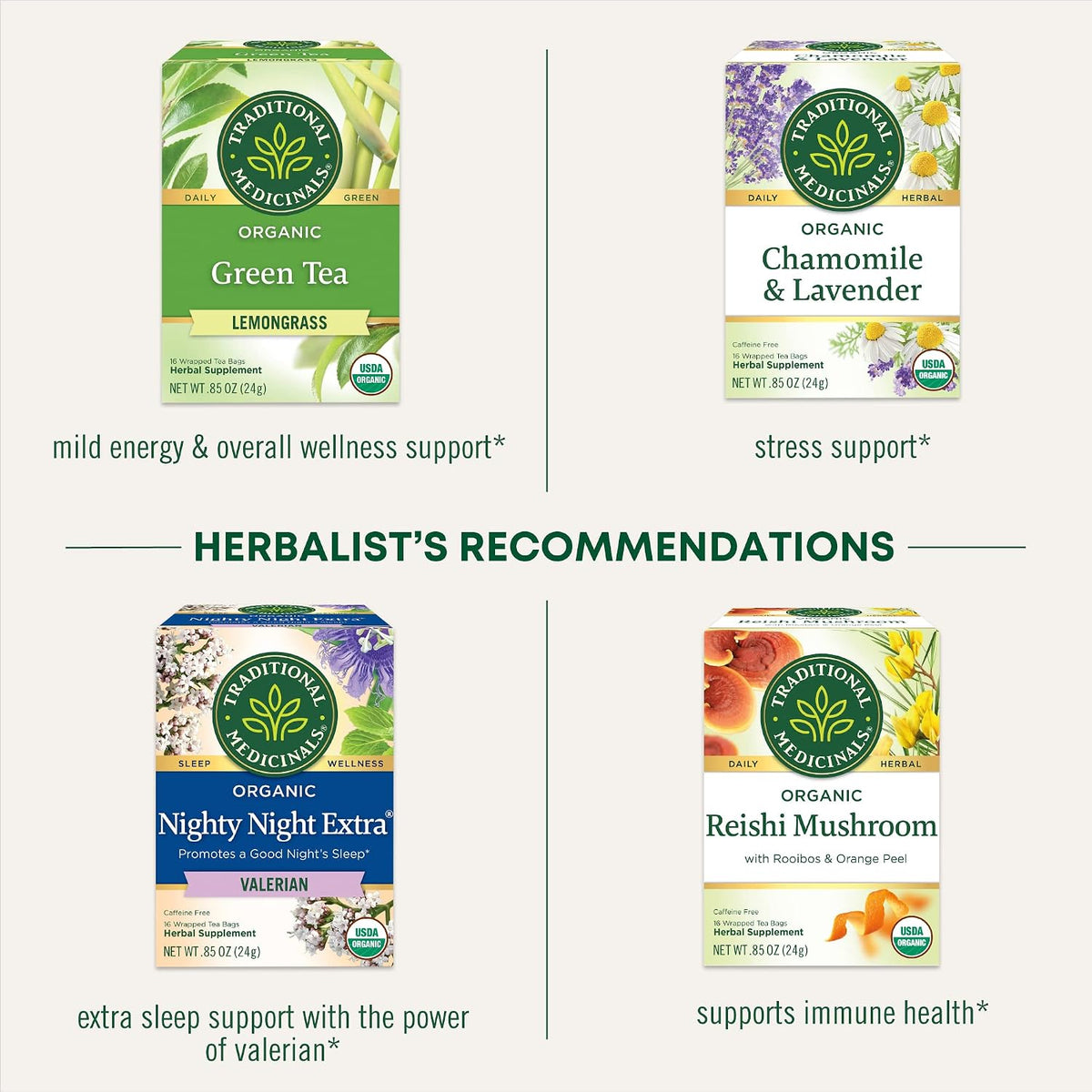 Traditional Medicinals Organic Cup of Calm Chamomile Mint, 16 Tea Bags