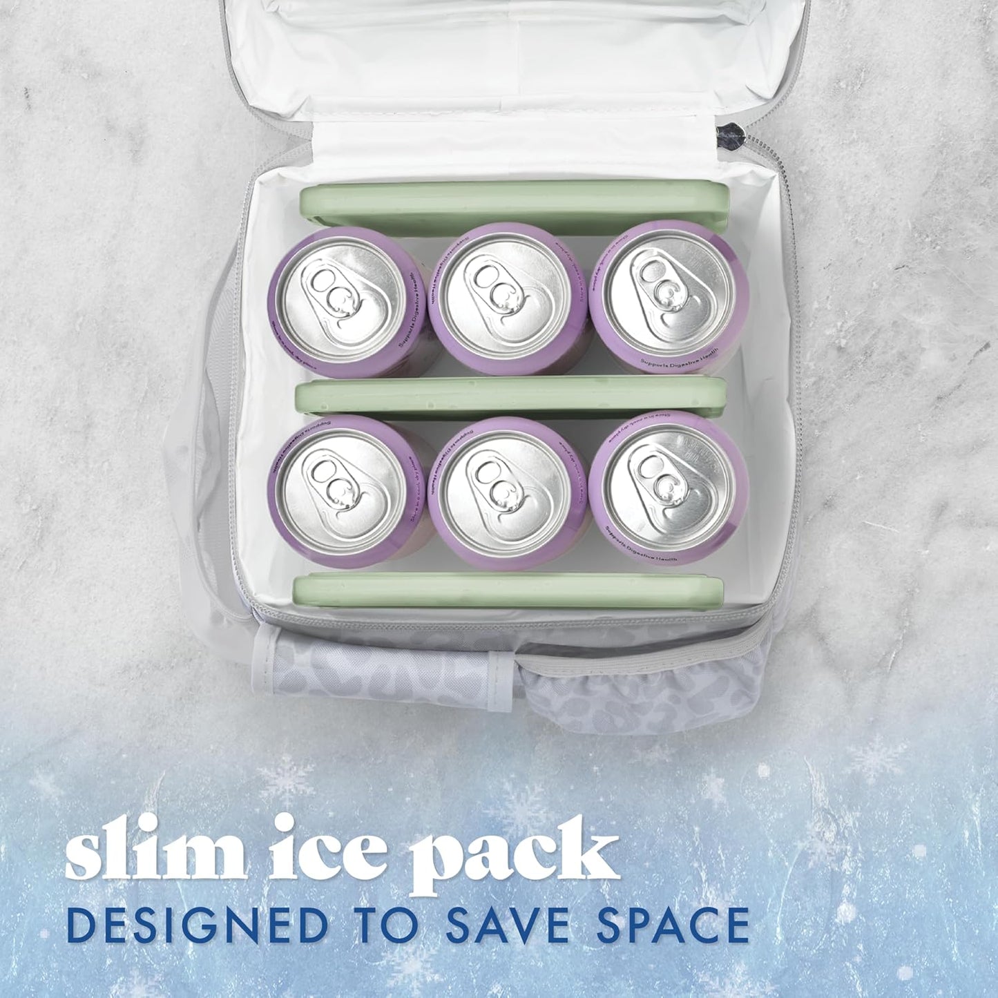 Cool Coolers by Fit & Fresh 4 Pack XL Slim Ice Packs, Quick Freeze Space Saving Reusable Ice Packs for Lunch Boxes or Coolers