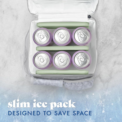 Cool Coolers by Fit & Fresh 4 Pack XL Slim Ice Packs, Quick Freeze Space Saving Reusable Ice Packs for Lunch Boxes or Coolers