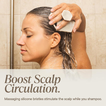 TOOLETRIES Silicone Scalp Scrubber Shampoo Brush, Scalp Brush for Hair Growth for Men & Women, Exfoliates Dandruff & Oil Build-up, Soft Flexible Bristles for Thick, Thin, Wet & Dry Hair - Charcoal