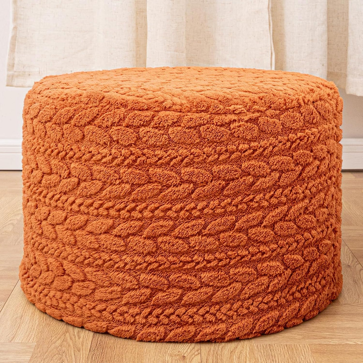 Round Pouf Ottoman Foot Stool 20x14In Ottoman Footrest for Couch Sofa Green