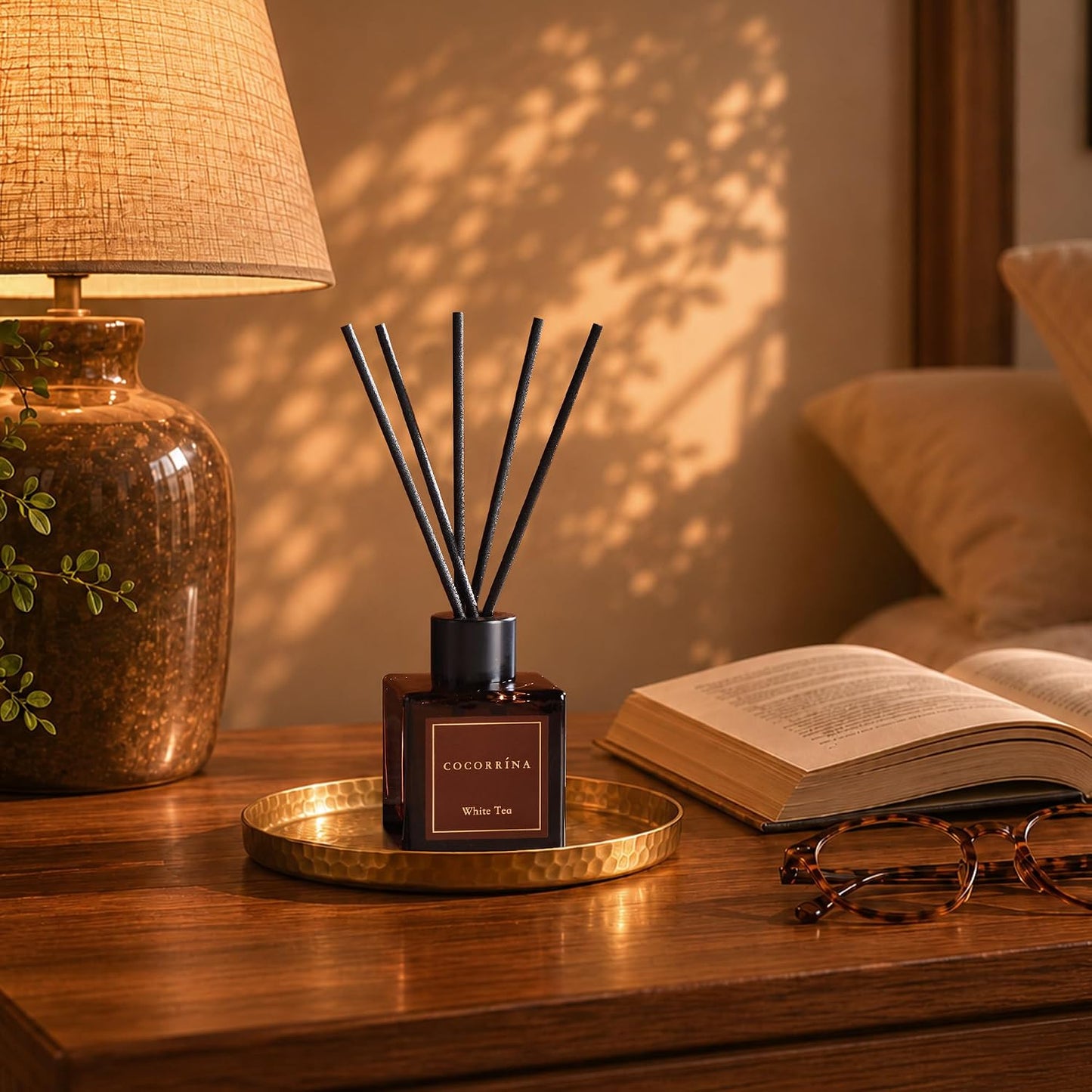 COCORRÍNA Hotel Collection Reed Diffuser Set, 3.04 fl oz Trio, Mahogany Teakwood, White Flower & White Tea, Home Fragrance for Bathroom, Bedroom, Entryway & Office