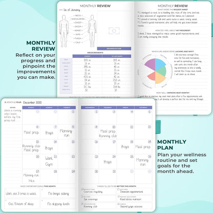 Clever Fox Fitness & Food Journal – Nutrition & Workout Planner for Women & Men – Diet & Gym Exercise Log Book with Calendars, Diet & Training Trackers - Undated, A5 Size, Hardcover (Forest Green)
