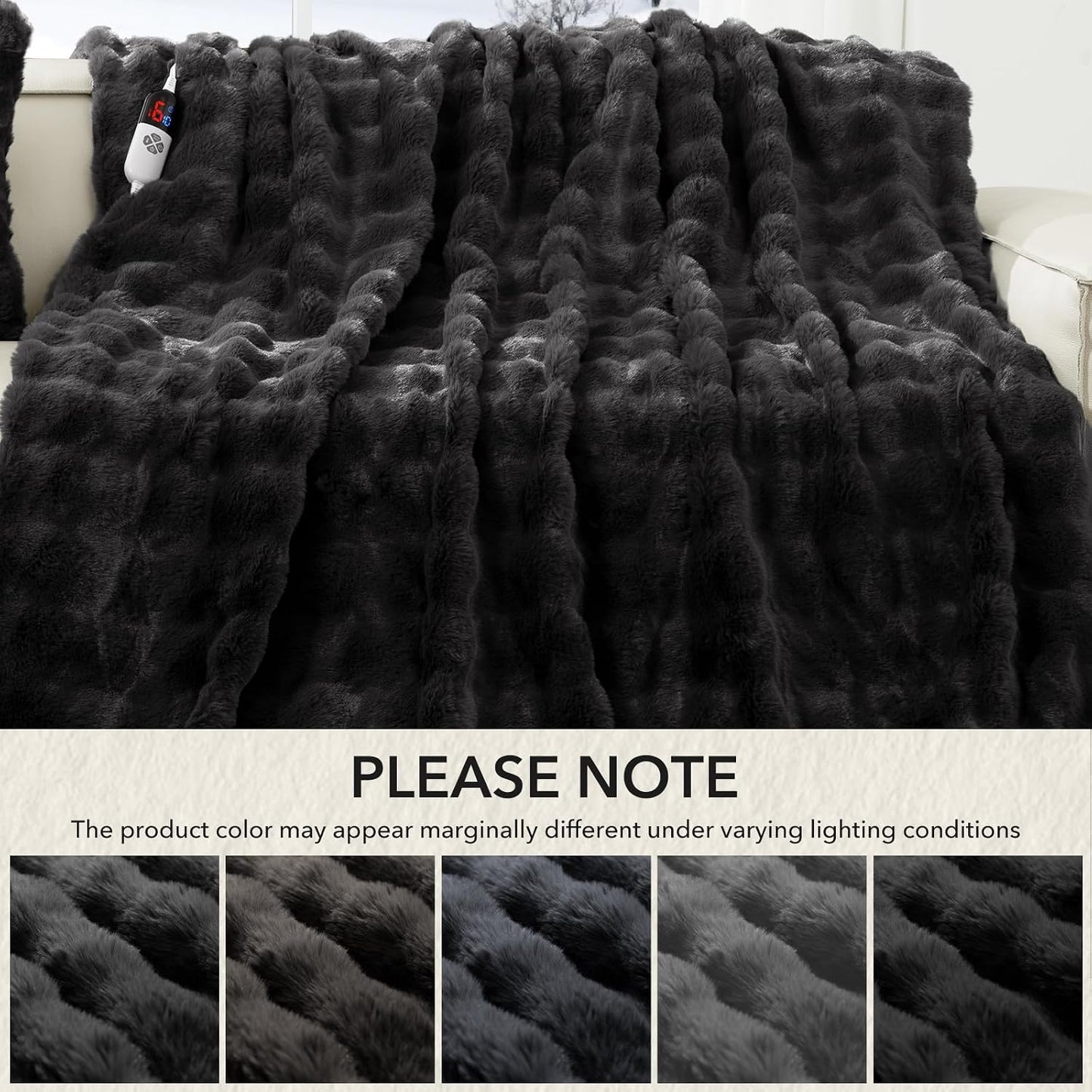 Heated Blanket Throw 50" x 60" - Soft Flannel Sherpa Electric Blanket Throw with 5 Heating Levels & 4 Hours Auto Off, Machine Washable, Ideal Gift for Grandma (Purple)