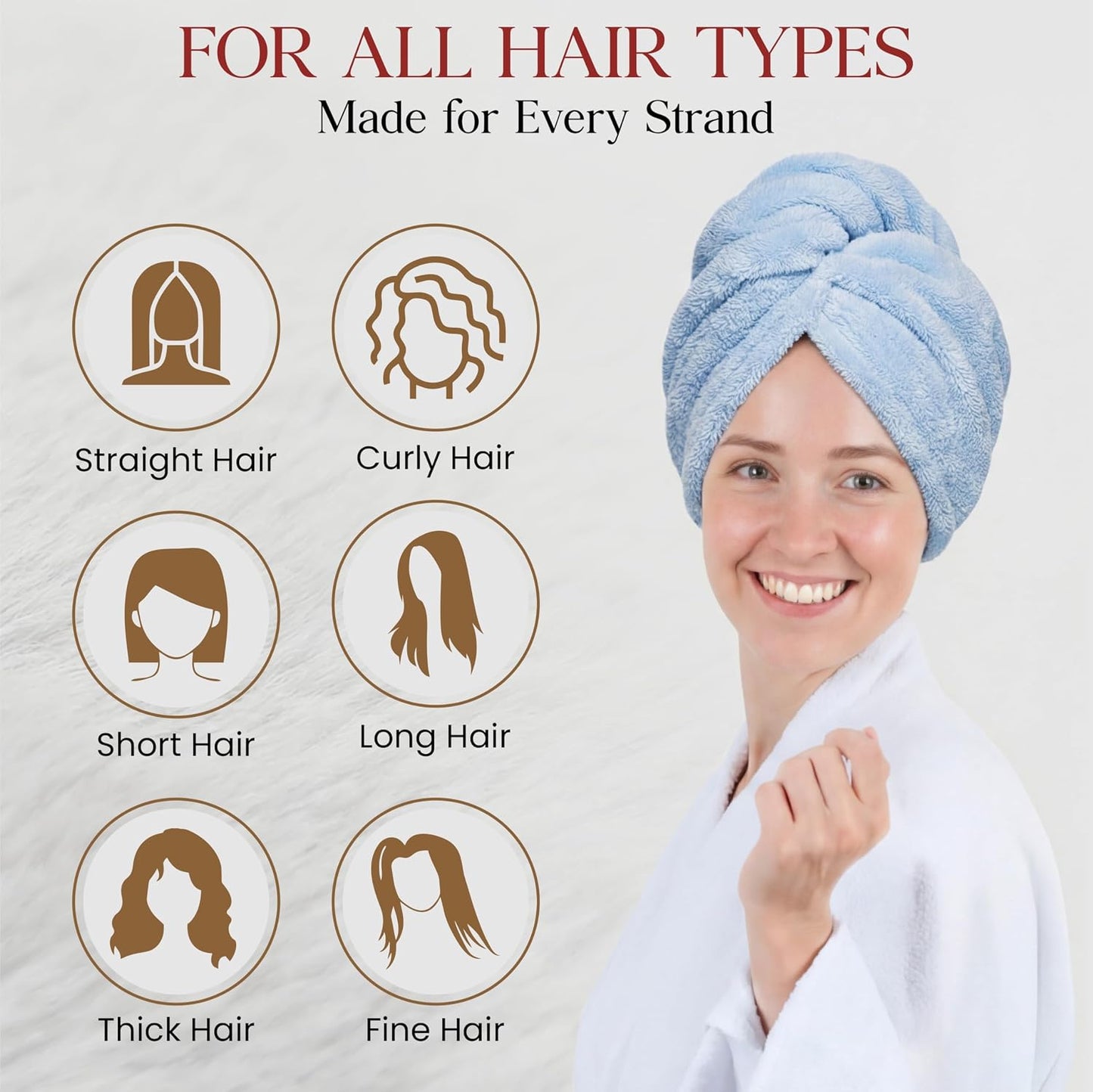 3 Pack Microfiber Hair Towel Wrap for Women 26 x 10 in | Hair Drying Towel with Button |Hair Turban Towel Quick Dry Coral Fleece Head Towels (Pink + Blue + Grey)