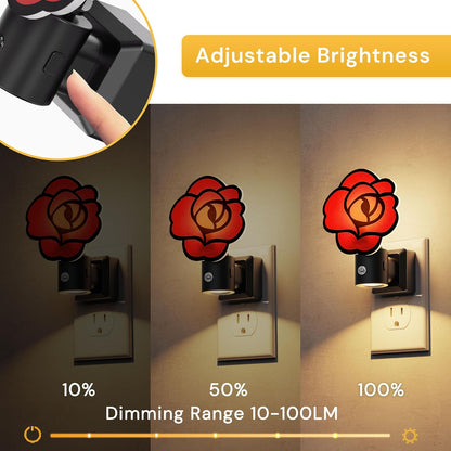 L LOHAS LED Night Lights Plug into wall, Amber Night Light with Adjustable Brightness, Plug in NightLight with Auto Light Sensor, Wall Sconce-Style Design Night Light for Bathroom,Hallway, 2 Pack