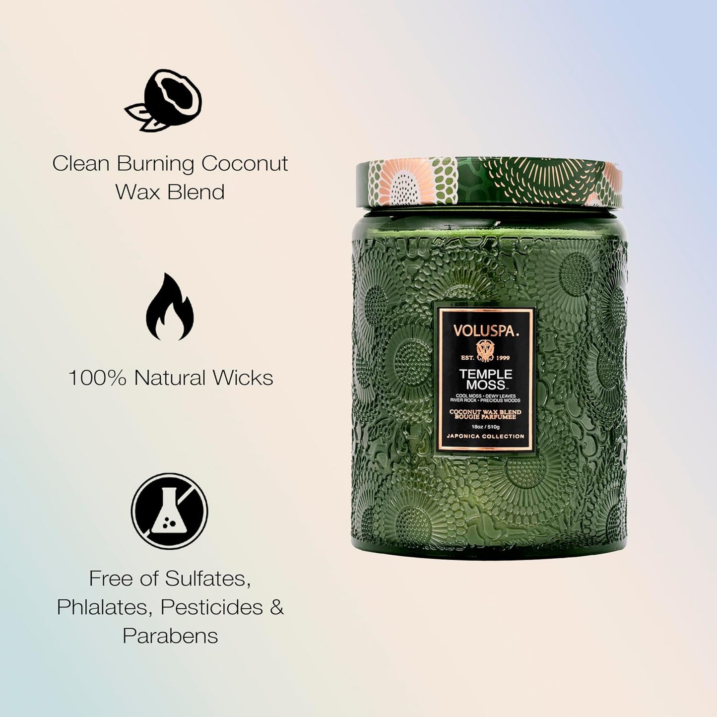 Voluspa Baltic Amber Candle, 18 oz, Coconut Wax Blend, Scented Candles for Home, 100 Hour Burn Time, Candle Jar