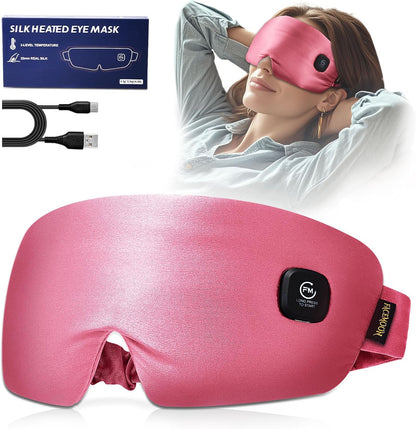 Heated Eye Mask for Dry Eyes - Silk Cordless Warm Eye Compress Moist Heat, FSA Eligible, Eye Heating Pad for Stye Treatment, Tired Eyes, Sleep, Travel, Washable, Rechargeable, Blue