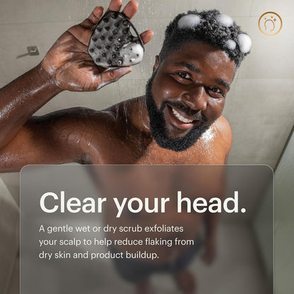 MANSCAPED® The Scalp Buffer Men’s Silicone Head Scrubber – Premium Cleansing & Exfoliating Hair Brush, Ergonomic Handheld Design for Gentle Scalp Massage (1-Pack)