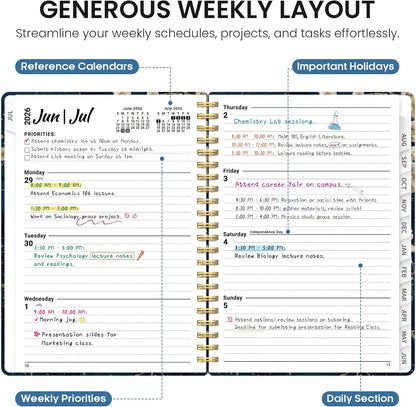 Planner 2026-2027, Jul 2026-Jun 2027 Academic Monthly & Weekly Planner - Colors B