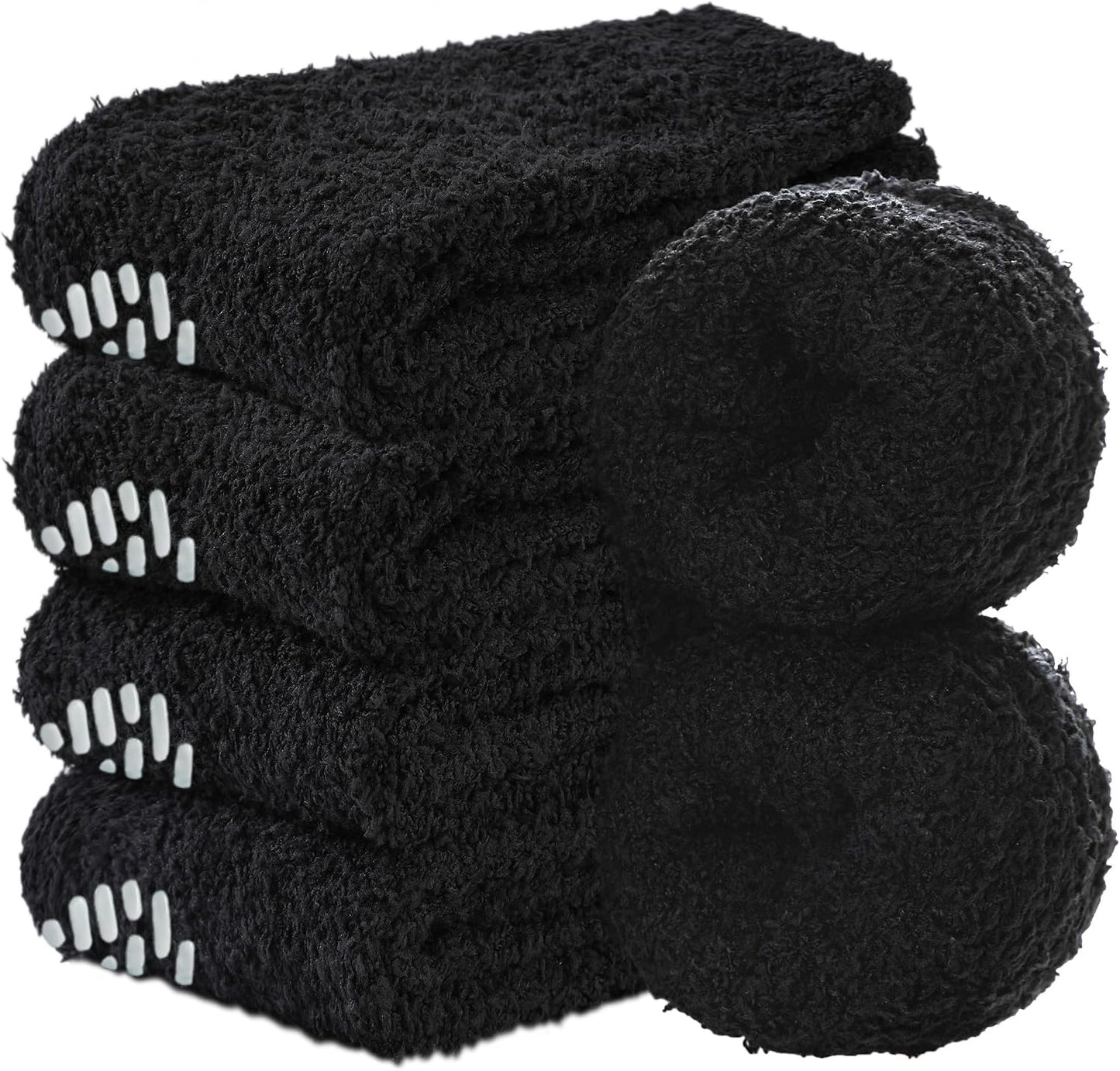 MQELONG Non Slip Hospital Socks with Grips for Women Winter Warm Cozy Fuzzy Slipper Soft Fluffy Sleep Socks