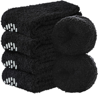 MQELONG Non Slip Hospital Socks with Grips for Women Winter Warm Cozy Fuzzy Slipper Soft Fluffy Sleep Socks