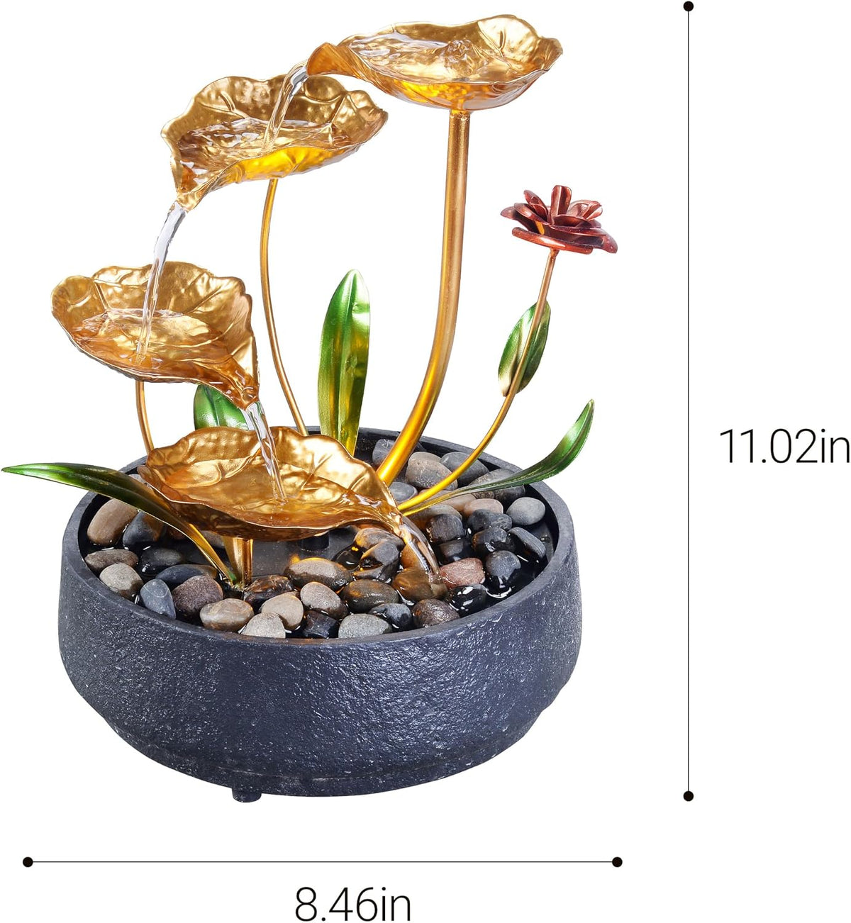 Tabletop Water Fountain – 3-Tier Rock Indoor Waterfall Fountain