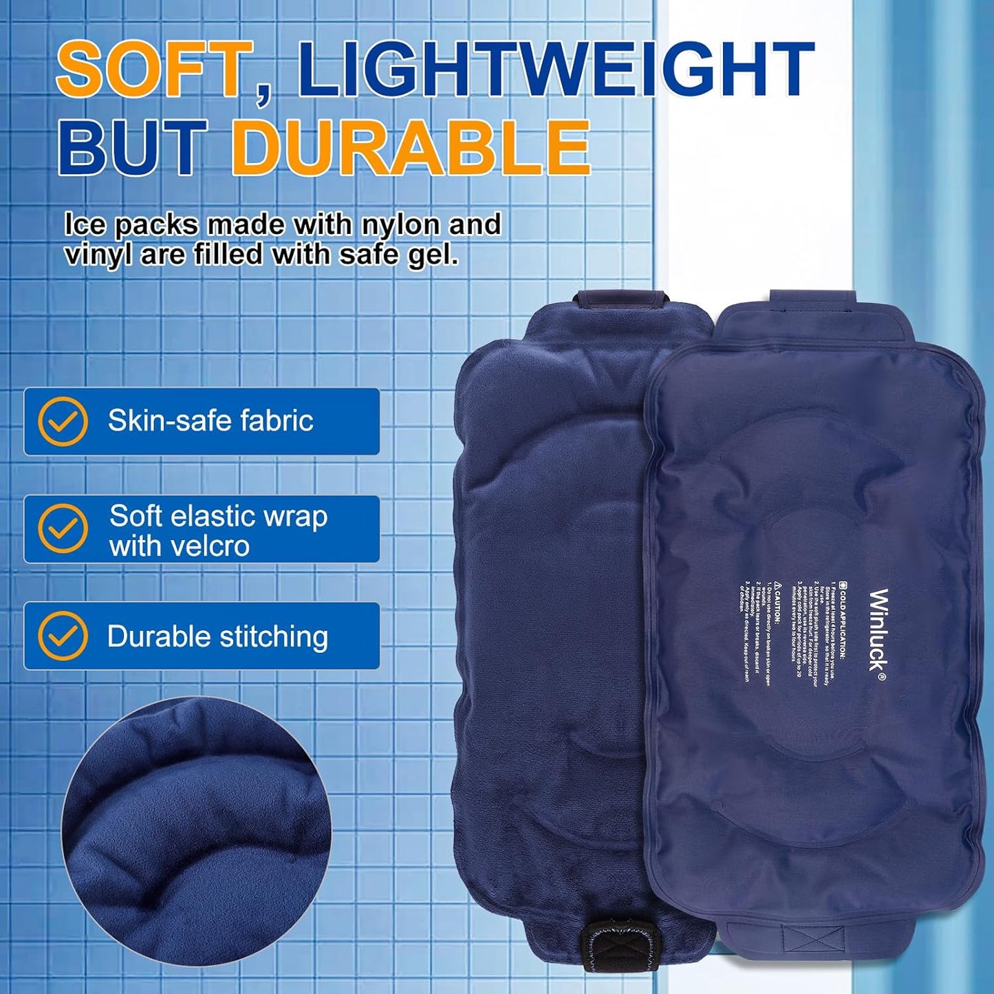 Gel Ice Cold Packs - (2-Piece Set) Soft Reusable Cold/Hot Compress, Provides Alleviate Joint and Muscle Pain. Flexible Therapy from Injuries - Shoulder, Back, Knee, Neck, Ankle & More.