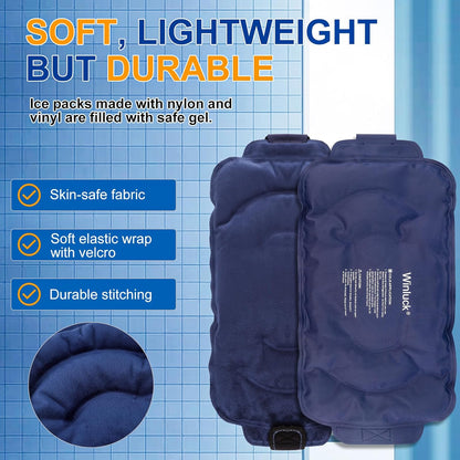 Gel Ice Cold Packs - (2-Piece Set) Soft Reusable Cold/Hot Compress, Provides Alleviate Joint and Muscle Pain. Flexible Therapy from Injuries - Shoulder, Back, Knee, Neck, Ankle & More.
