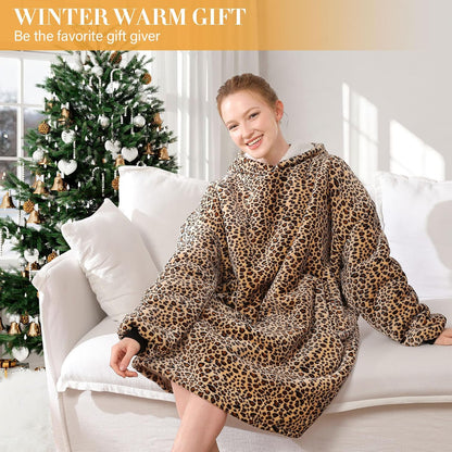 LetsFunny Blanket Hoodie,Oversized Wearable Sherpa Fleece Blanket Sweatshirt,Super Soft Warm Cozy with Giant Pocket,Gifts for Women Men Adults Teenagers, One Size Fits All