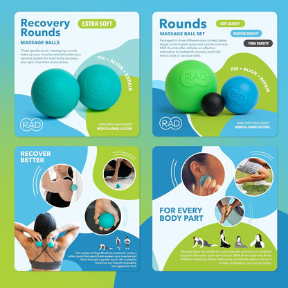 RAD Point Release Kit / 5-in-1 Massage Tool Kit with Block, Massage Balls and Peanut Roller for Self Massage, Mobility and Recovery