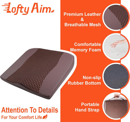 Lofty Aim Car Seat Cushion, Comfort Memory Foam Car Cushions for Driving - Sciatica & Lower Back Pain Relief, Driver Seat Pillow for Auto, Office Chair, Wheelchair - Black