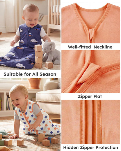 Yoofoss Baby Sleep Sack Baby Wearable Blanket 100% Cotton 2-Way Zipper Toddler Sleeping Sack