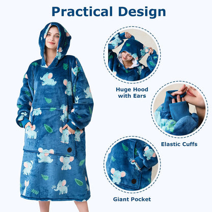 THREE POODLE Wearable Blanket Hoodie for Women, Oversized Sherpa Sweatshirt Blanket for Adults Men, Cozy Hooded Blankets, Gifts for Teen Girls Women Mom Sister