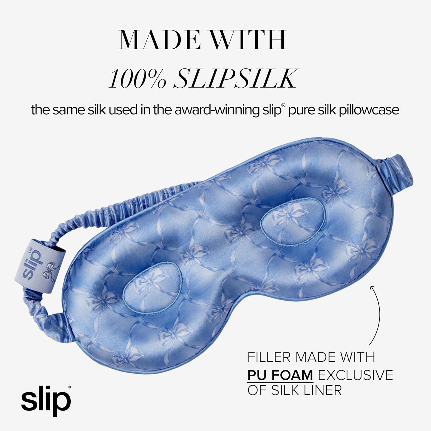 slip Contour Sleep Mask | 100% Pure Mulberry Silk, Ultra Soft | Contoured Design, Prevents Eye Pressure | Adjustable Strap, Ideal for Travel - Black