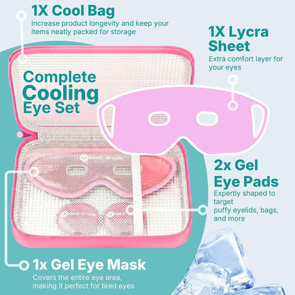 Medi Grade Cooling Gel Eye Mask for Puffy Eyes – Reusable Gel Eye Mask and Cooling Eye Pads with Thermo-Bag for Dark Circles and Morning/Night Skincare Routine – Reversible Cold Eye Mask