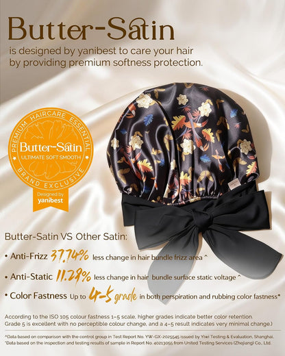 YANIBEST Adjustable Satin Bonnet for Sleeping Women Double Layer Hair Wrap Reduce Friction Prevent Frizz Natural Curly Hair