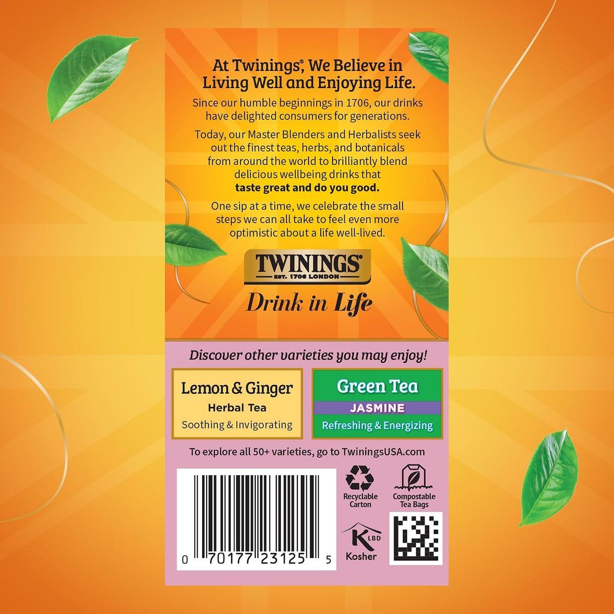 Twinings Pomegranate & Raspberry Herbal Tea Individually Wrapped Bags, 20 Count (Pack of 6), Naturally Caffeine-Free, Enjoy Hot or Iced, 120 Teabags