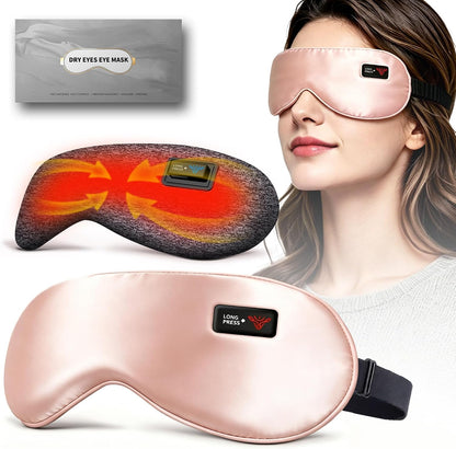 Cordless Heated Eye Mask for Dry Eyes, Precise Heating Fits Eyelids Well, FSA-HSA Eligible,Rechargeable Warm Eye Compress for MGD, Styes Relief,Slimmer Silk Sleep Eye Mask, Washable