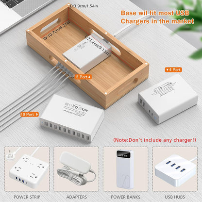 Pezin & Hulin Bamboo Charging Station with 5 Cables-Natural Bamboo