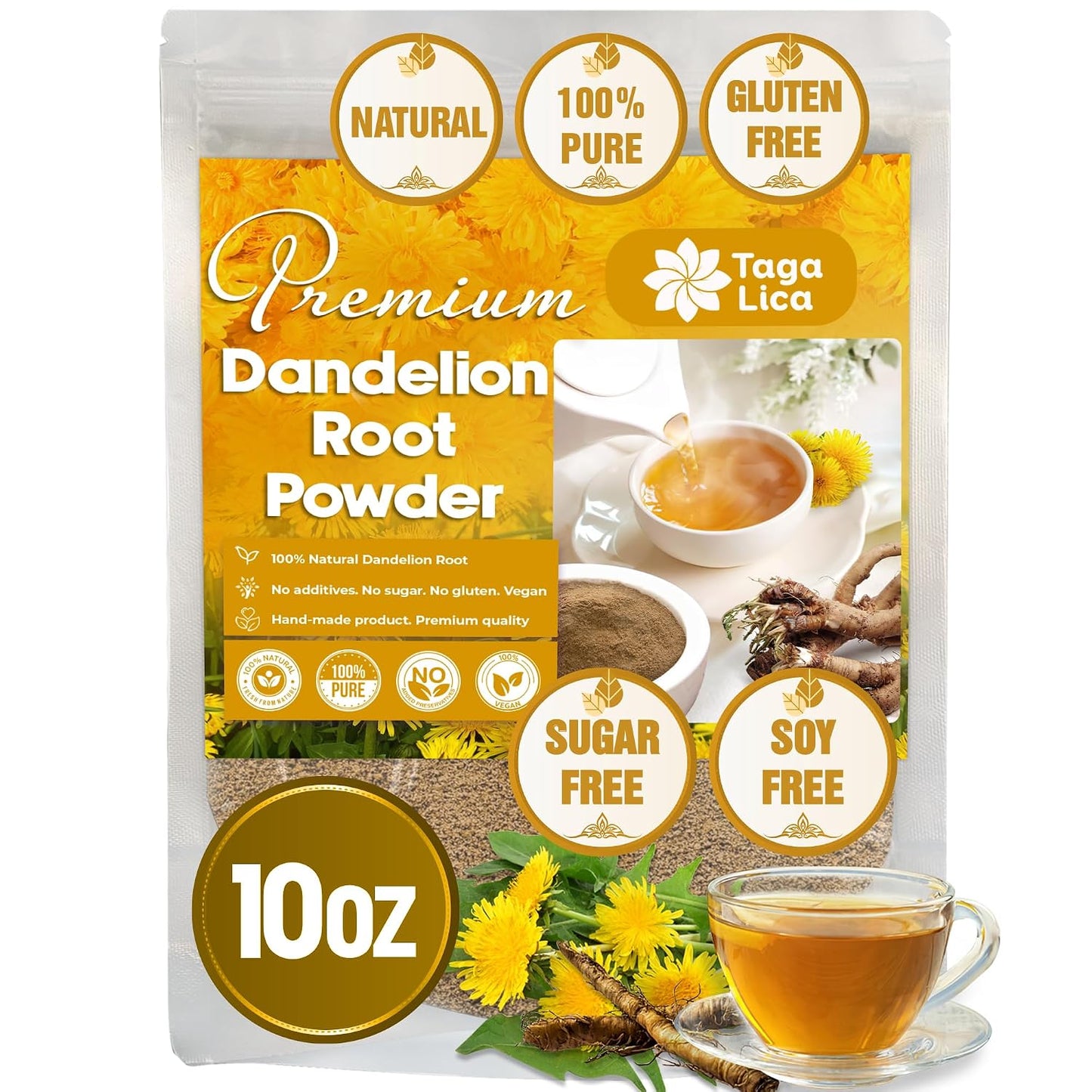 Tagalica, Premium 135 Dandelion Root Tea Bags, 100% Natural & Pure from Dandelion Root, Eco-Conscious Tea Bags, Herbal Tea. No Sugar, No Caffeine, No Gluten, Vegan
