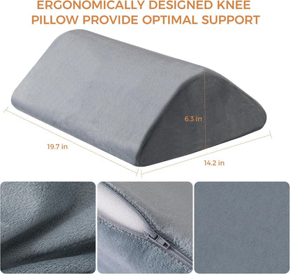 Knee Wedge Pillow for Post-Surgery Recovery-Leg Elevation Support for Sleep Position, Alleviating Lower Back & Hip Pain Enhancing Circulation in Ankles Legs Triangle Pillow with Removable Cover