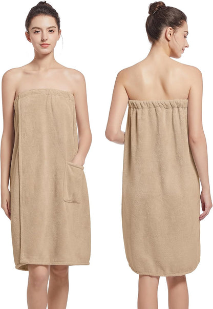 Women'S Soft Wrap Towel Full Length，Bath Robe After Shower Female Plush Long，Spa Bathrobes Lightweight With Pockets