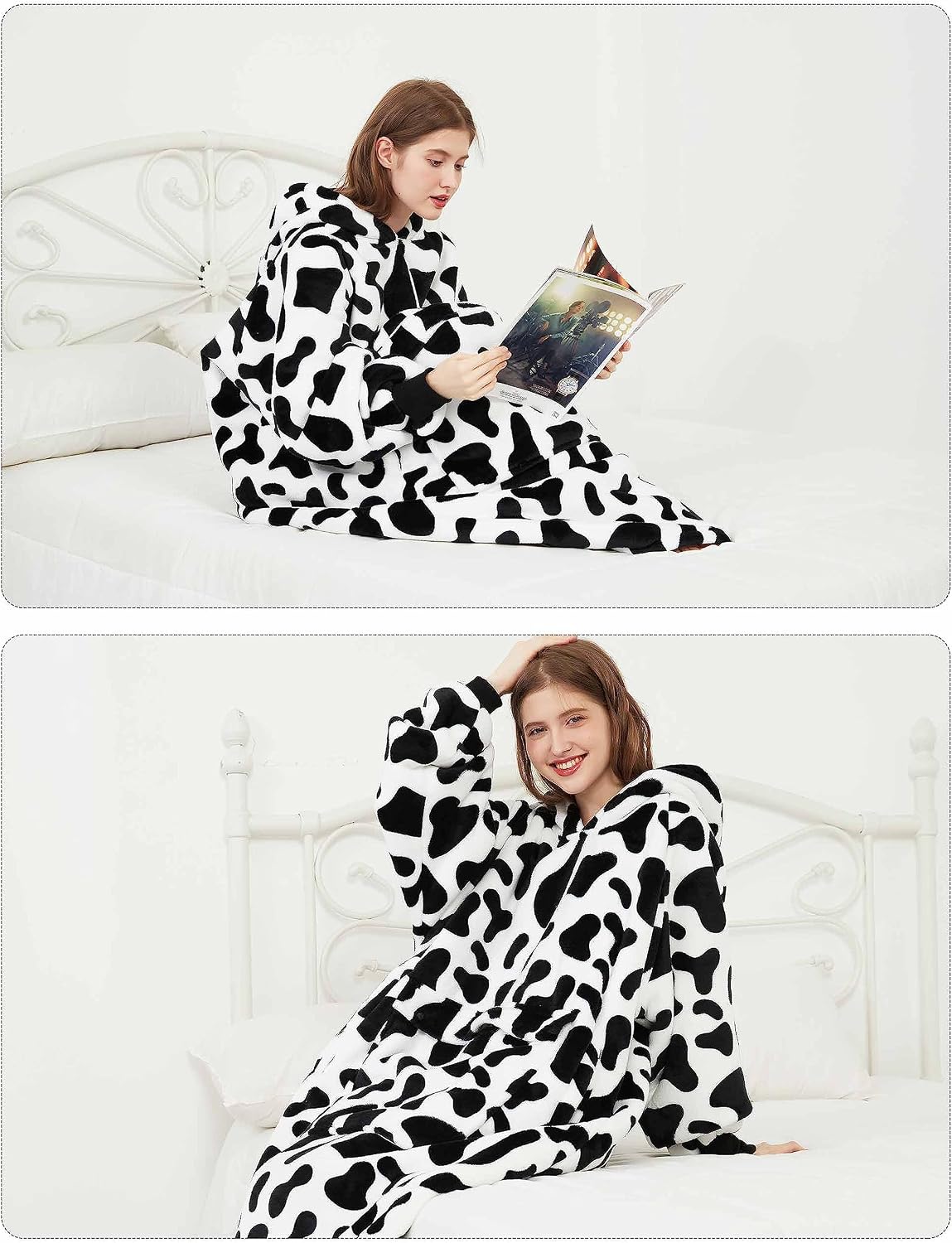 KFUBUO Wearable Blanket Hoodie for Adults Sherpa All Patterns Cat Oversized Sweatshirt Blanket with Pockets for Women