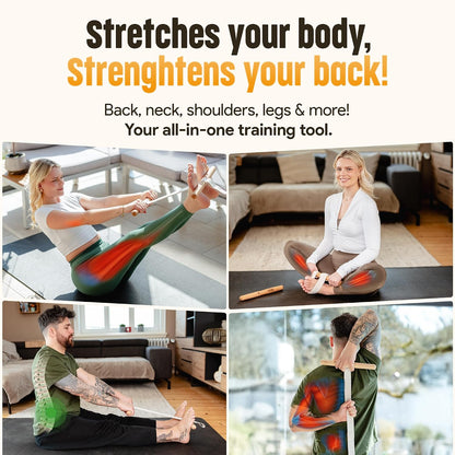 FlexBuddy® Stretching Tool – 2-in-1 Flexibility & Back Trainer | Daily Mobility & Pain Relief | Compact Stretch Aid for Home, Office & Gym