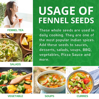 Organic Fennel Seeds 1.75 LB LARGE Bulk Bag - Gluten Free, Non GMO, For Fennel Tea and Cooking - Non Irradiated by Jiva Organics
