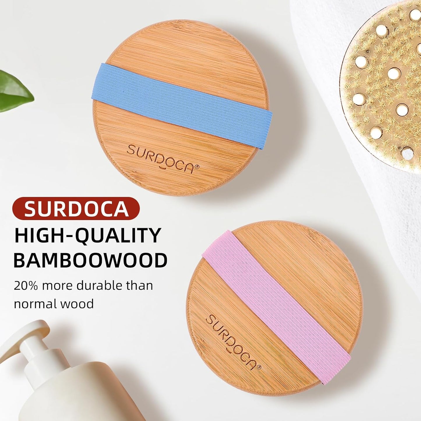 SURDOCA Dry Brush, Body Exfoliating Scrubber, Bath Shower Brushes for Improve Circulation, Cellulite and Lymphatic Remover