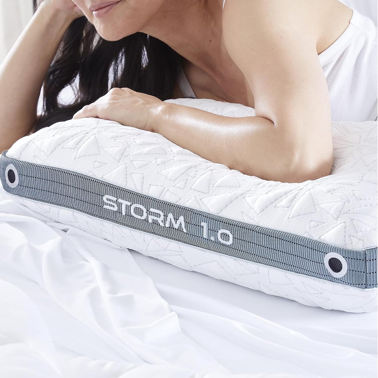 Bedgear Storm Performance Pillow, 1.0 Cooling Pillow for Side Sleepers, Medium Firm Support, Ver-Tex Cooling Cover, Air-X Mesh, Washable