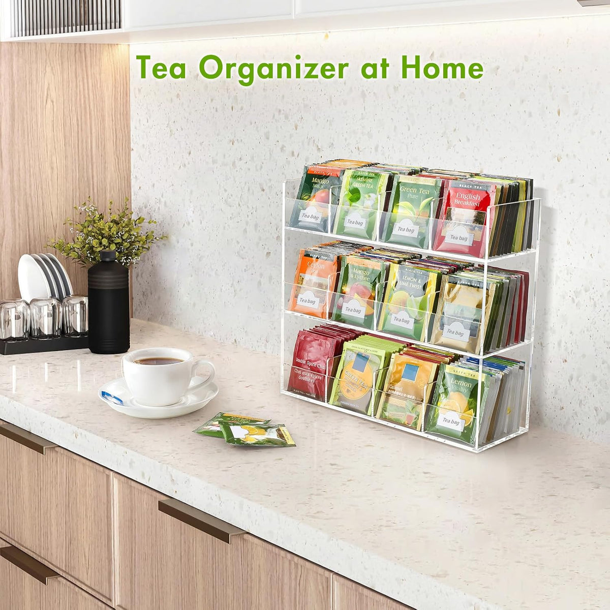 BEYGORM Acrylic Tea Bag Organizer for 216 Tea Packets