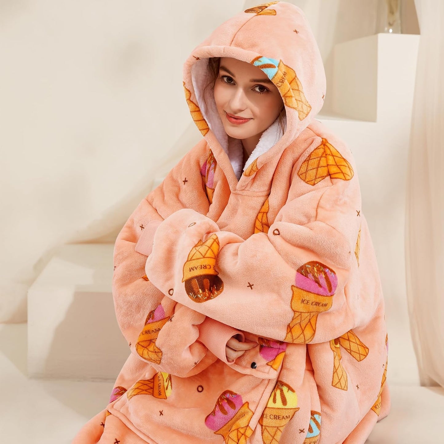 Narecte Cozy Oversized Blanket Hoodie Wearable Blanket Adults Soft Hooded Blanket Hoodie Birthday Gifts for Women Christmas - Colors A
