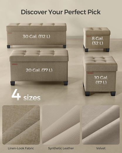 SONGMICS Storage Ottoman, Small Ottoman Foot Rest with Legs, 12.6 x 15.7 x 13.2 Inches Foot Stool, Load up to 660 lb, for Living Room, Bedroom, Dorm, Slate Gray ULSF012G01