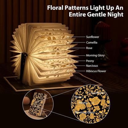 Book Lover Gift, Folding Book Lamp Decor, Portable Print Book Light