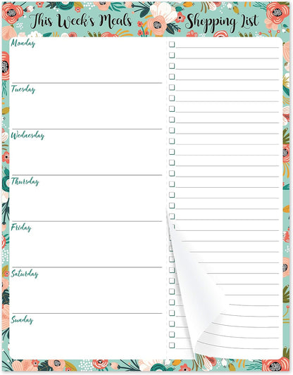 Weekly Meal Planner - Grocery List Magnetic Notepads 7" x 9" Meal Planning Pad with Tear Off Shopping List for Convenient Shopping - Notepad with Magnet for Refrigerator or Desk