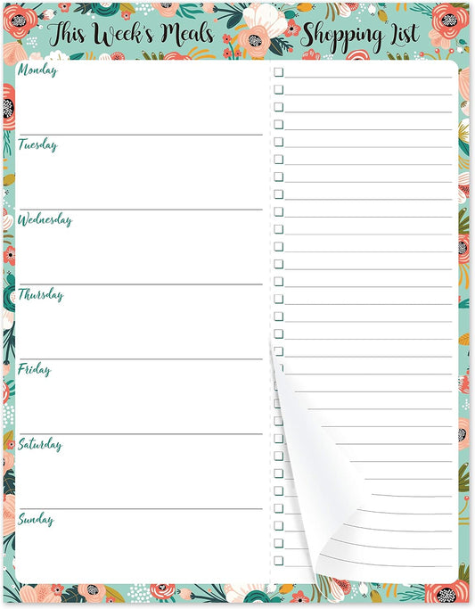Weekly Meal Planner - Grocery List Magnetic Notepads 7" x 9" Meal Planning Pad with Tear Off Shopping List for Convenient Shopping - Notepad with Magnet for Refrigerator or Desk