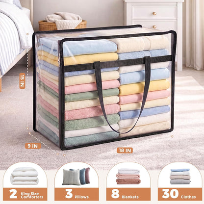 Clear Storage Bags for Clothes, 45L Closet Organizers and Storage