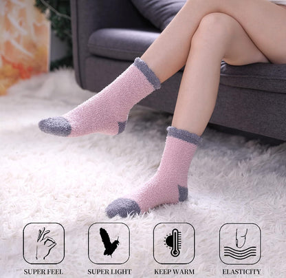 SDBING Fuzzy Socks for Women Soft Fluffy Home Sleeping Socks Cozy Warm Slipper Socks 6 or 5 Pairs